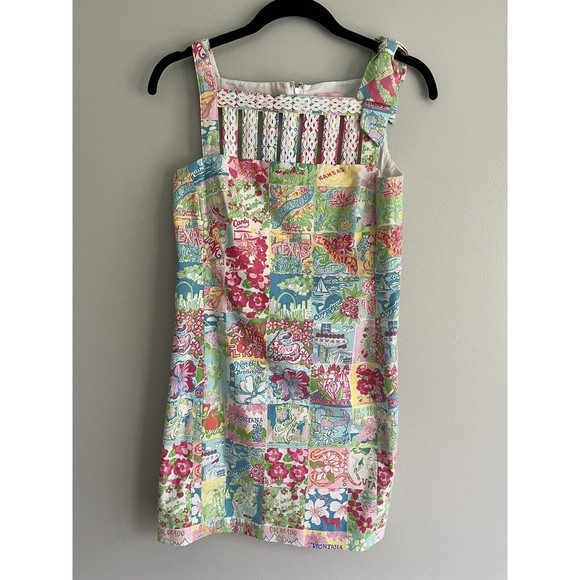 Lilly Pulitzer State Of Mind Ricci Shift Dress Patchwork Women’s Size 0 - Picture 1 of 13